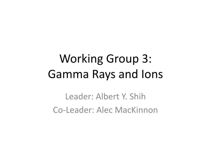working group 3 gamma rays and ions