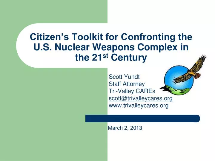 citizen s toolkit for confronting the u s nuclear weapons complex in the 21 st century