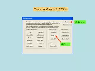 Tutorial for Read/Write CIF tool