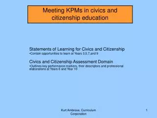 Statements of Learning for Civics and Citizenship