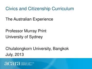 Civics and Citizenship Curriculum