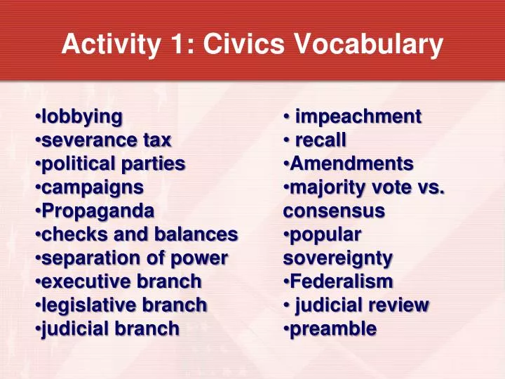 activity 1 civics vocabulary