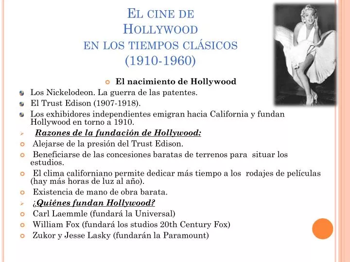 el cine de hollywood en los tiempos cl sicos 1910 1960