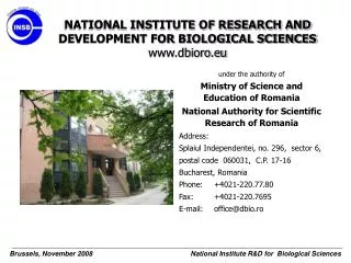 NATIONAL INSTITUTE OF RESEARCH AND DEVELOPMENT FOR BIOLOGICAL SCIENCES dbioro.eu