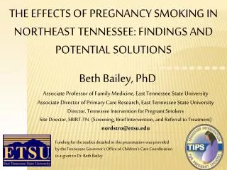 The effects of pregnancy smoking in Northeast Tennessee: findings and potential solutions