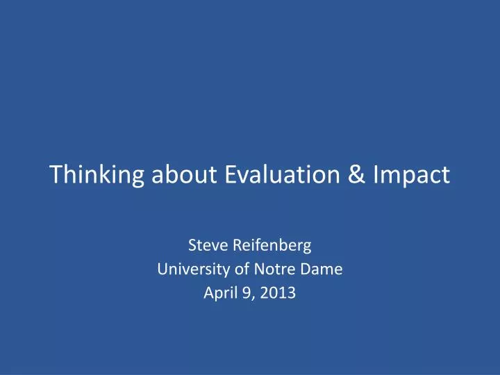 thinking about evaluation impact