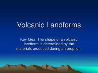 Volcanic Landforms