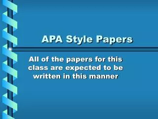 APA Style Papers