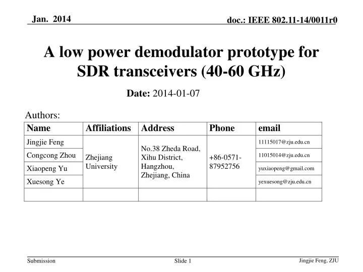 a low power demodulator prototype for sdr transceivers 40 60 ghz