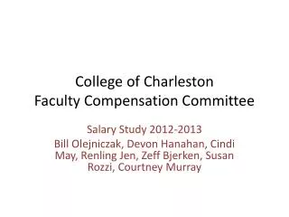 College of Charleston Faculty Compensation Committee