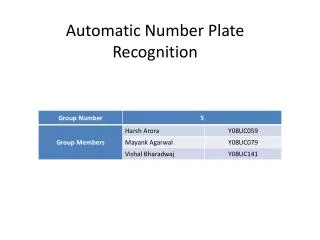 Automatic Number Plate Recognition