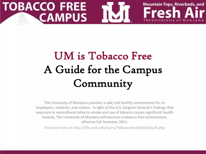 um is tobacco free a guide for the campus community
