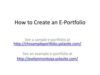 How to Create an E-Portfolio