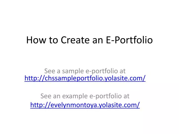 how to create an e portfolio