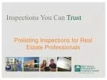Prelisting Inspections for Real Estate Professionals - slide 1
