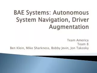 BAE Systems: Autonomous System Navigation, Driver Augmentation