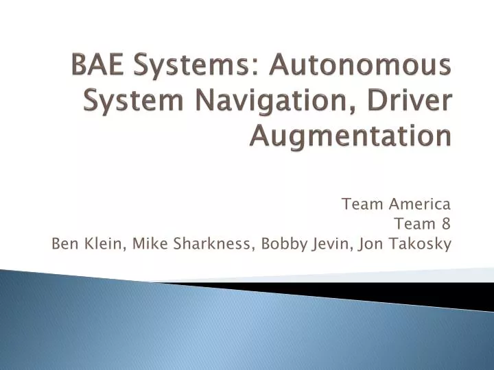 bae systems autonomous system navigation driver augmentation