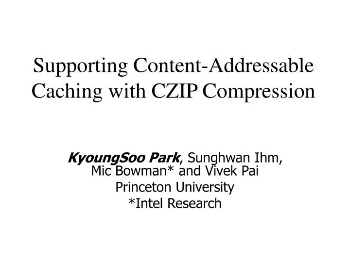 supporting content addressable caching with czip compression