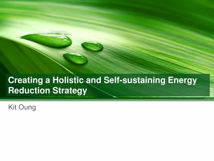 creating a holistic and self sustaining energy reduction strategy