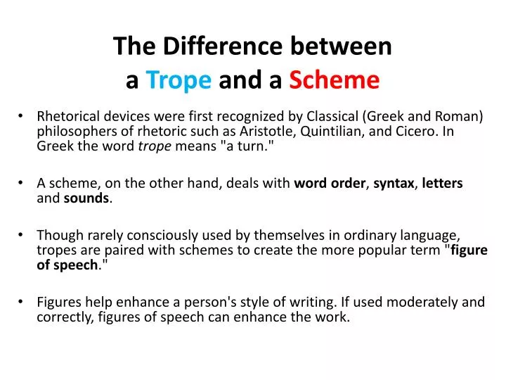 the difference between a trope and a scheme
