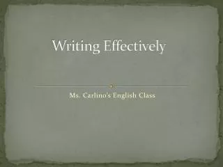 writing effectively