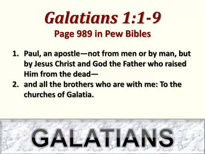 galatians 1 1 9 page 989 in pew bibles