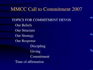MMCC Call to Commitment 2007