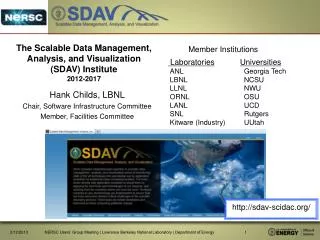 The Scalable Data M anagement , Analysis, and Visualization (SDAV) Institute 2012-2017