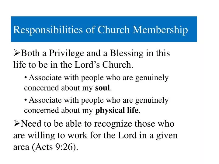 responsibilities of church membership