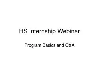 HS Internship Webinar