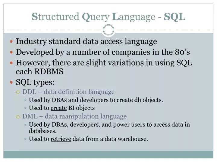 s tructured q uery l anguage sql