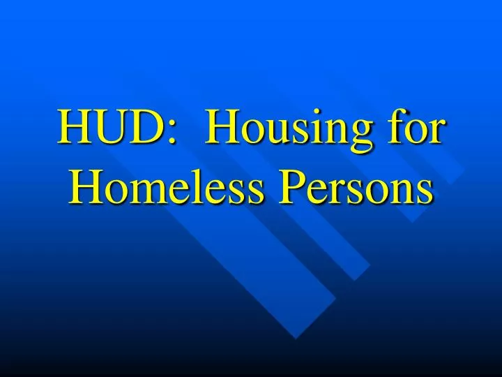 hud housing for homeless persons