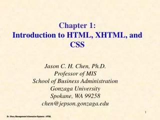 Chapter 1: Introduction to HTML, XHTML, and CSS