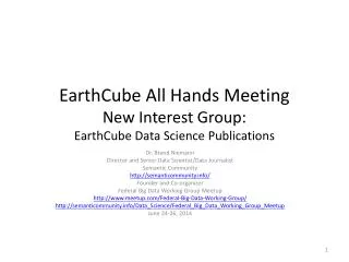 EarthCube All Hands Meeting New Interest Group: EarthCube Data Science Publications