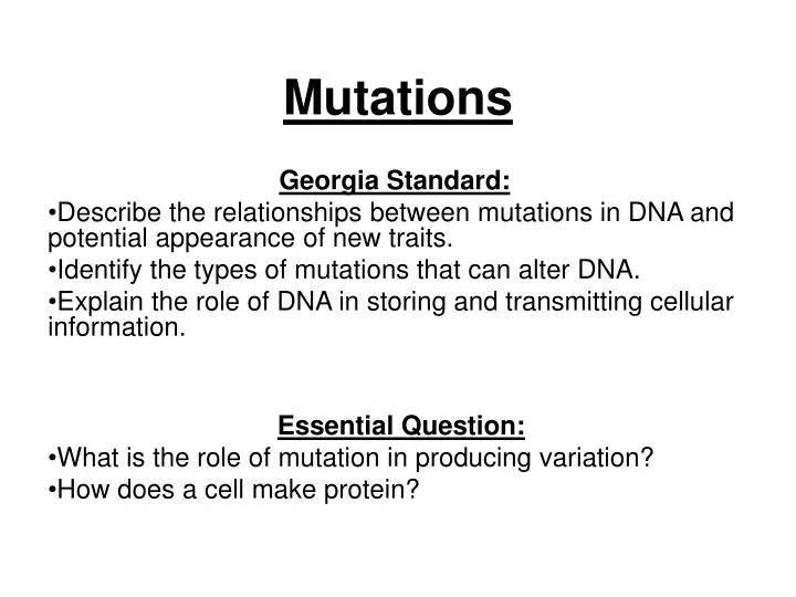 All mutations and their apperances?