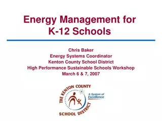 Energy Management for K-12 Schools