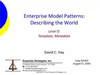 Enterprise Model Patterns: Describing the World