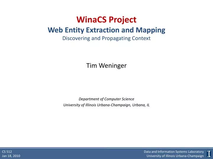winacs project web entity extraction and mapping discovering and propagating context