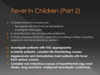 Fever in Children (Part 2)