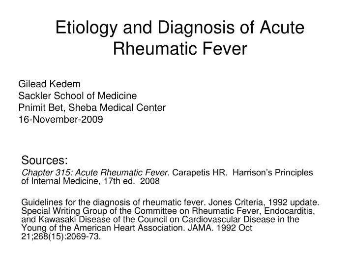 etiology and diagnosis of acute rheumatic fever