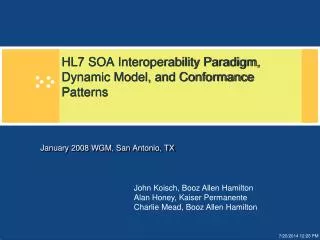 HL7 SOA Interoperability Paradigm, Dynamic Model, and Conformance Patterns