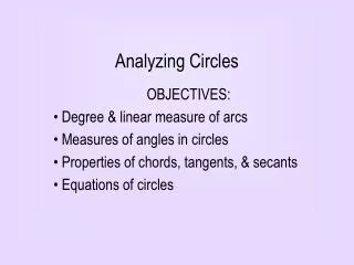Analyzing Circles