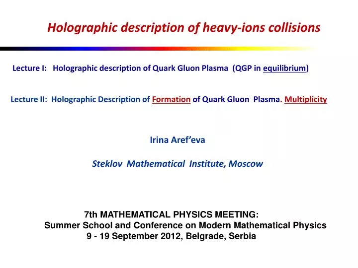 holographic description of heavy ions collisions