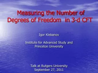 Measuring the Number of Degrees of Freedom in 3-d CFT