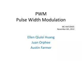 PWM Pulse Width Modulation