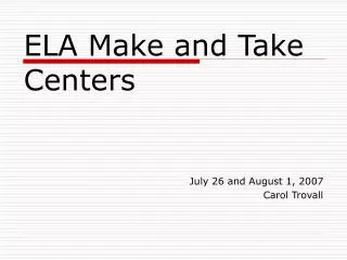 ELA Make and Take Centers
