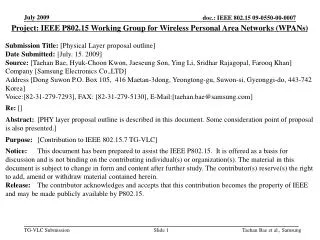 Project: IEEE P802.15 Working Group for Wireless Personal Area Networks (WPANs)