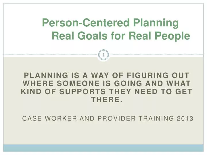 person centered planning real goals for real people