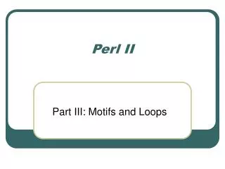 Perl II