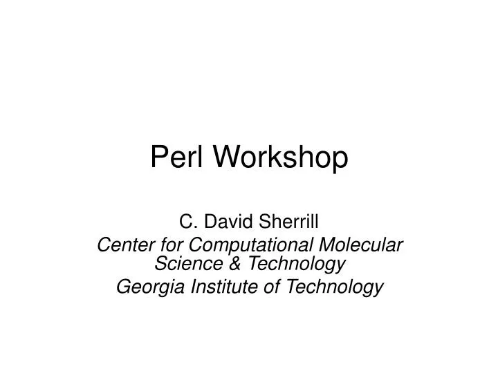perl workshop